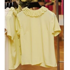 New RAOUL Silk Loop Neck Button Short Slv Blouse